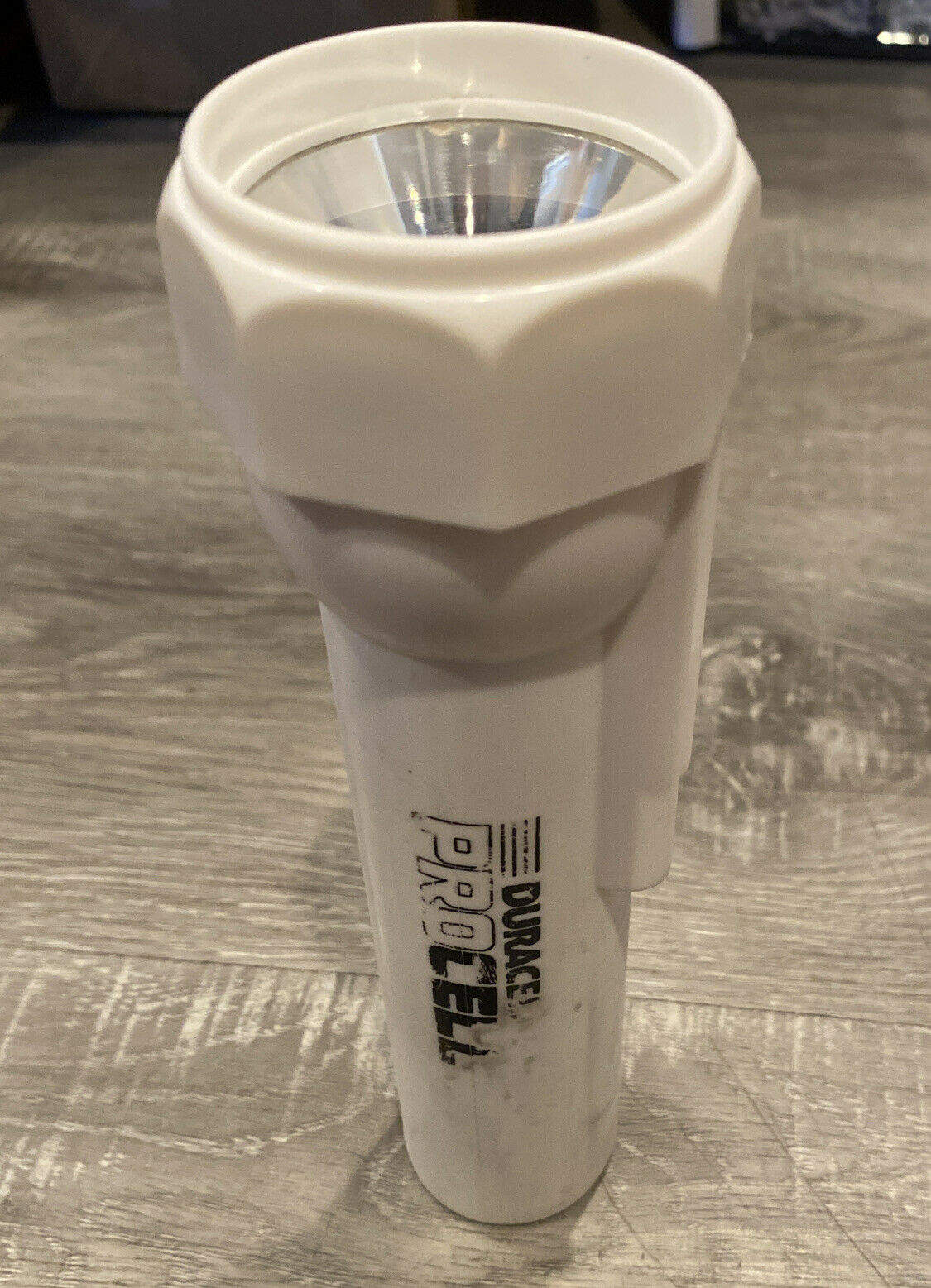 Vintage Duracell Procell Flashlight White Plastic 2 D Cell