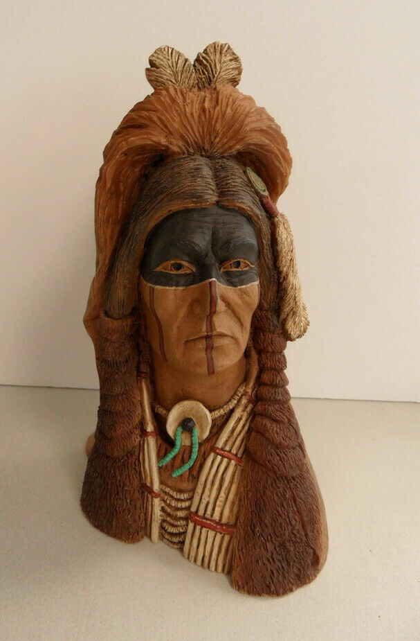 Vintage 1990 Rare Signed S. Herrero Sculpture Savage Pride Native American #3014