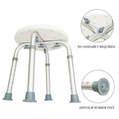 7 Height Round Bathroom Shower Chair Anti-slip Bath Bath Stool Seat White