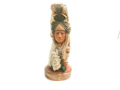 Vintage Indian Medicine Man 12 1/2" Resin Sculpture Crow Medicine 3008