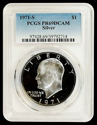 1971-s Silver Eisenhower Dollar Pcgs Pr69dcam - A Top Ike Source In The Usa!!
