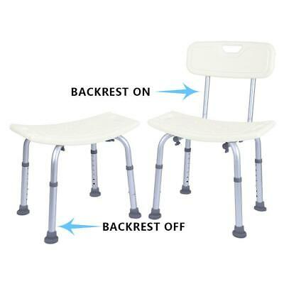 7 Height Adjustable Medical Shower Chair Stool Bathroom Tub  Detachable Backrest