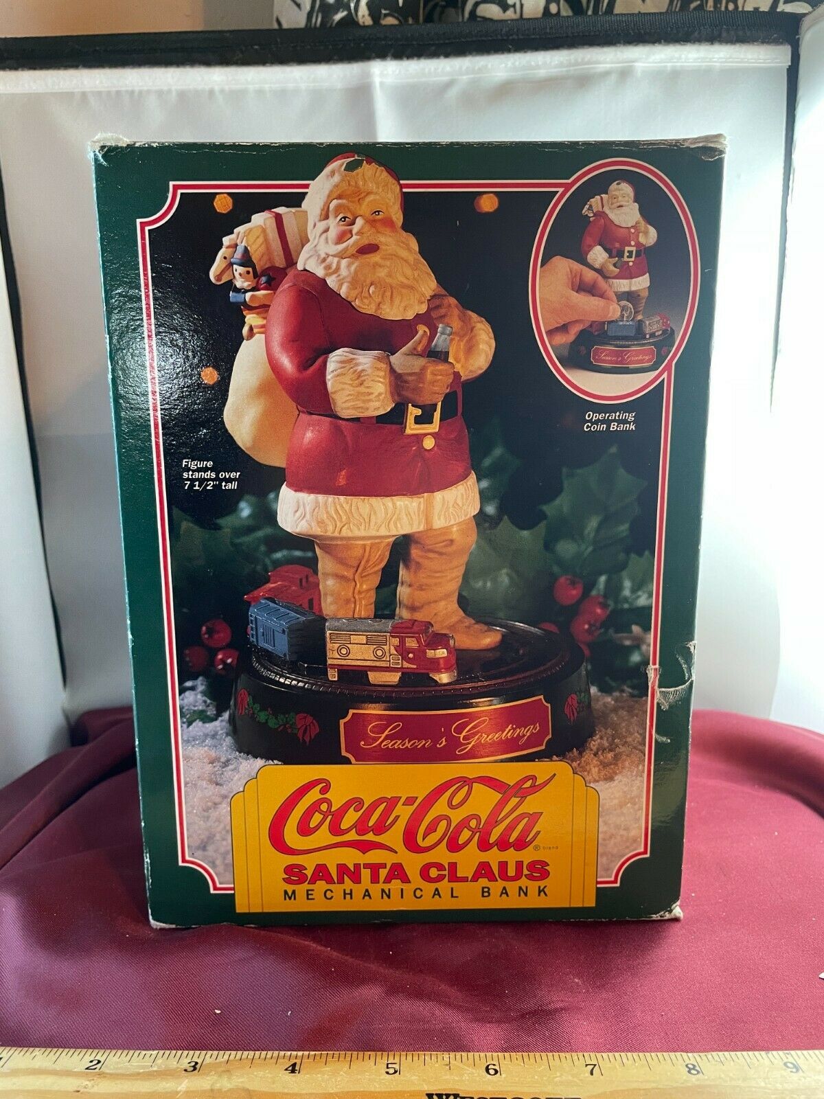 Coca-cola Ertl Santa Claus With Toy Train Metal Mechanical Bank In Box Video!!!!