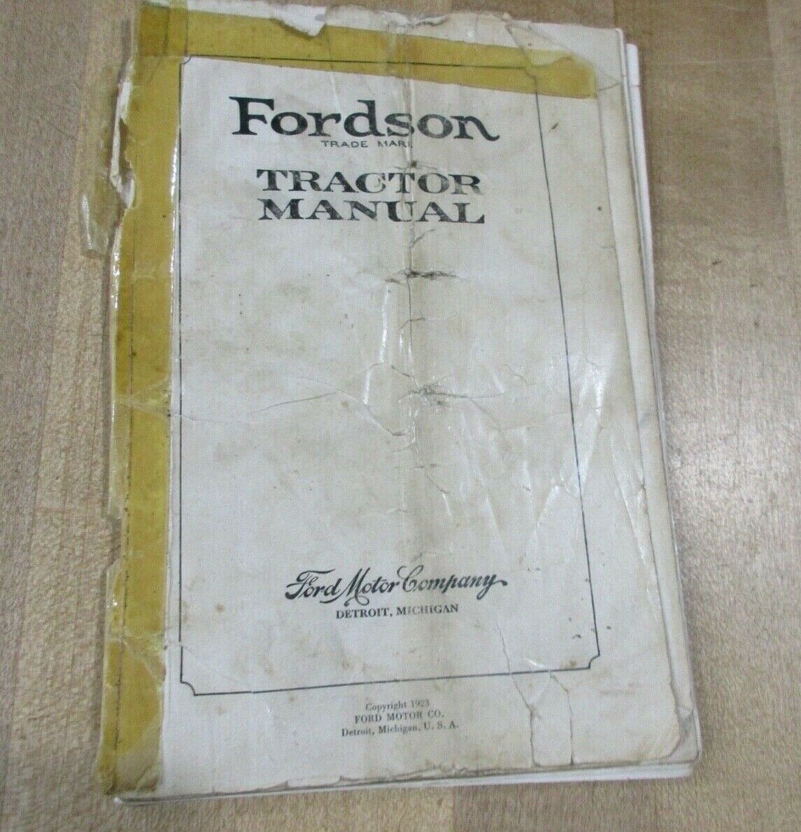 1923 Fordson Tractor Manual Ford Motor Co.  (ba)
