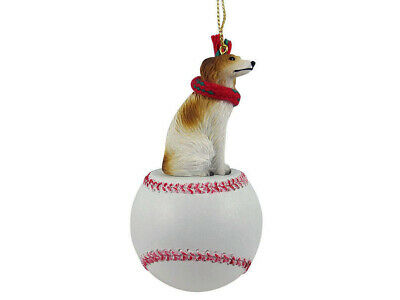 Borzoi Dog Baseball Sports Figurine Ornament