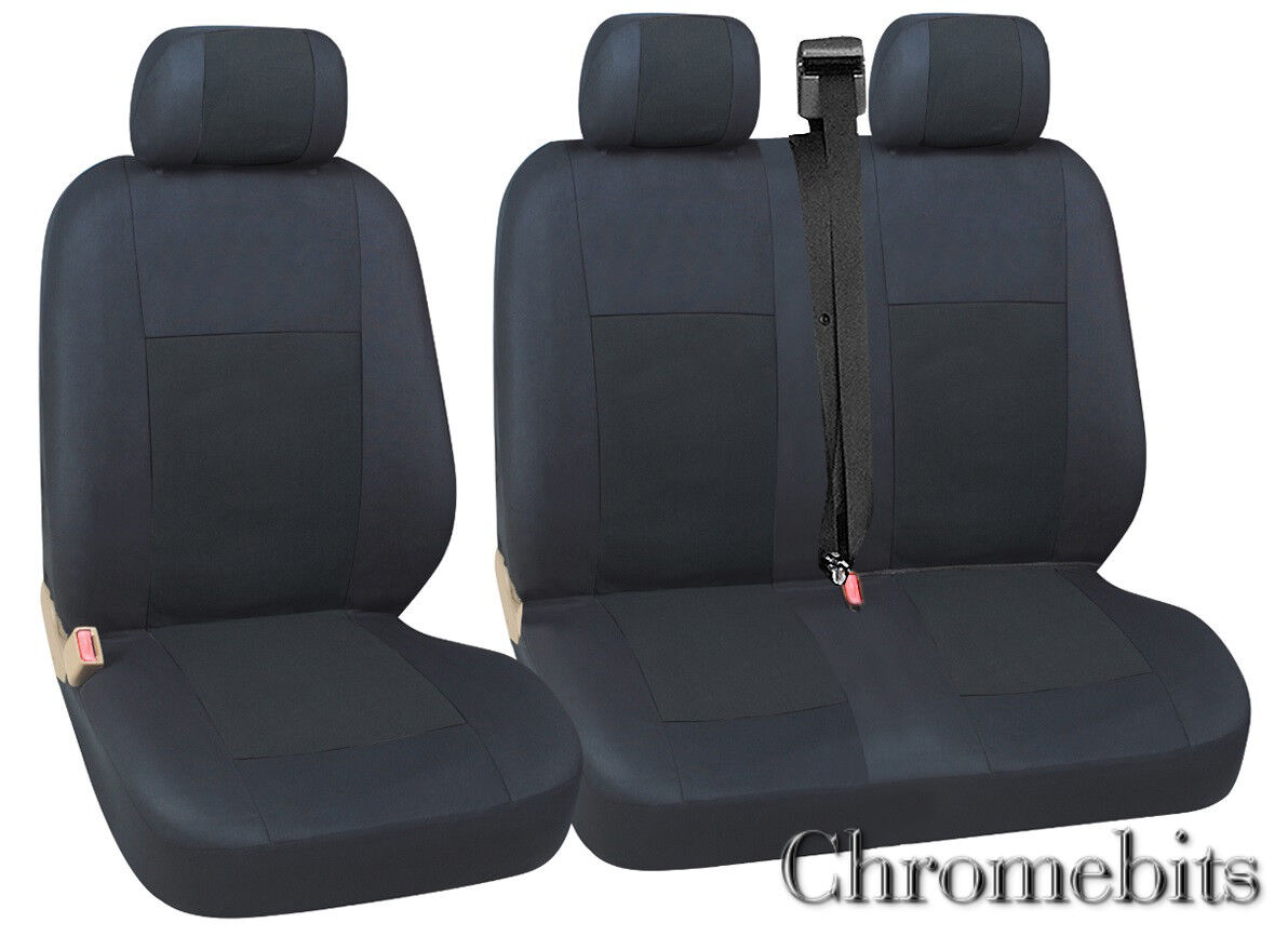 Vw Transporter T5 Seat Covers Quality Black Fabric 2+1 New In Bag