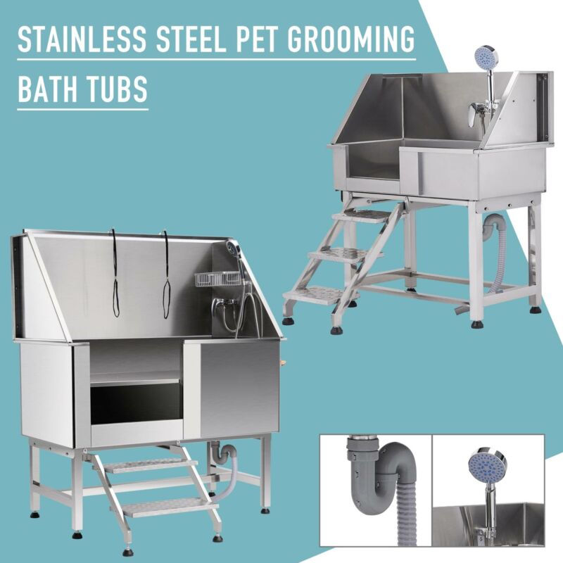 34" 50" Pet Dog Grooming Bath Tub Station Professional 304 Stainless Steel