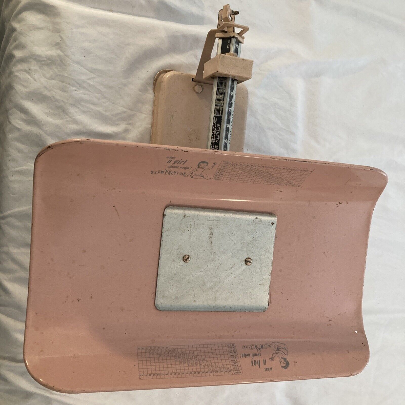 Detecto Beam Type Baby Scale 30lbs Pink Weights 20b8a Vtg Height Weight Tables