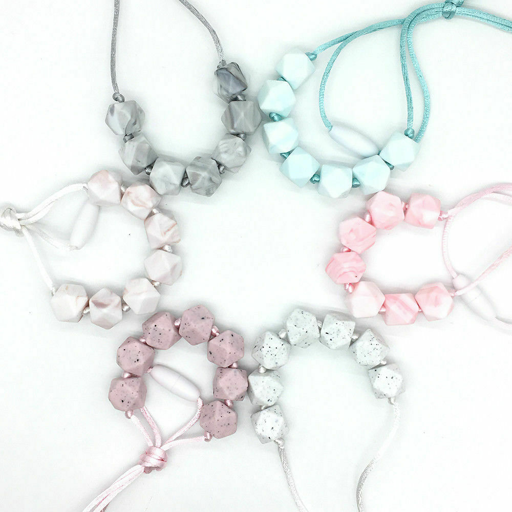 Hexagon Bpa Free Silicone Beads Teething Teether Baby Sensory Jewellery Necklace