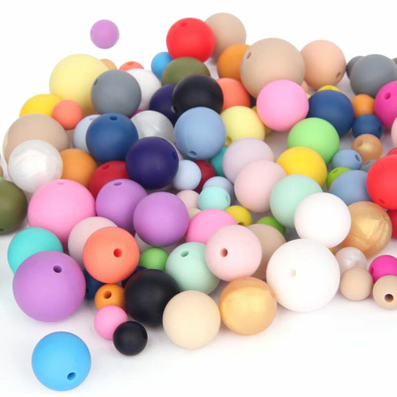 Bulk Silicone Round Beads Diy Baby Chew Teething Necklace Jewelry Teether Making