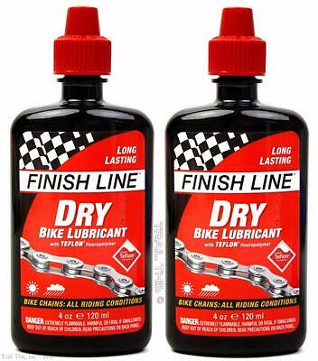 (2) Two Pack - Finish Line Dry 4oz Teflon Bike Chain Lube / Lubricant Bottles