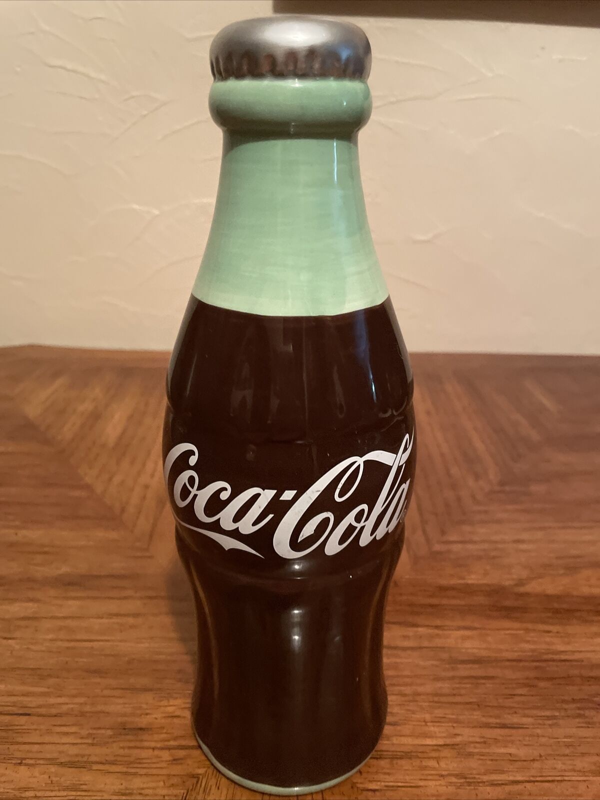 Coca-cola / Coke Soda Bottle Ceramic / Porcelain Brown & Green Bank 12" Tall