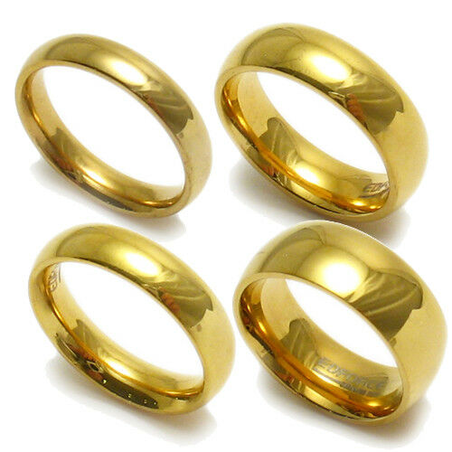 14k Gold Over Stainless Steel Plain Polished Comfort Fit Wedding Band Ring