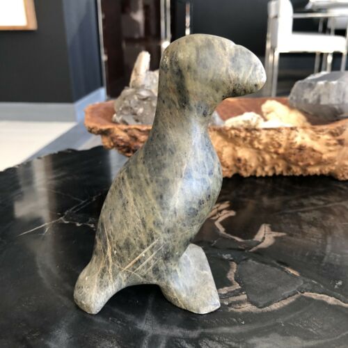 Vintage Soapstone Carved Inupiat Puffin Bird Figure Art King Island Nr Wow