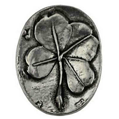 Four-leaf Clover Pocket Stone Pewter Amulet Token Irish Luck Charm Altar Coin