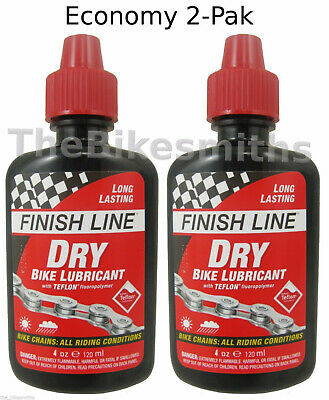 2-pack Finish Line Dry T0004 Bike Teflon Lube Chain Size 4 Oz Ounce Bottles