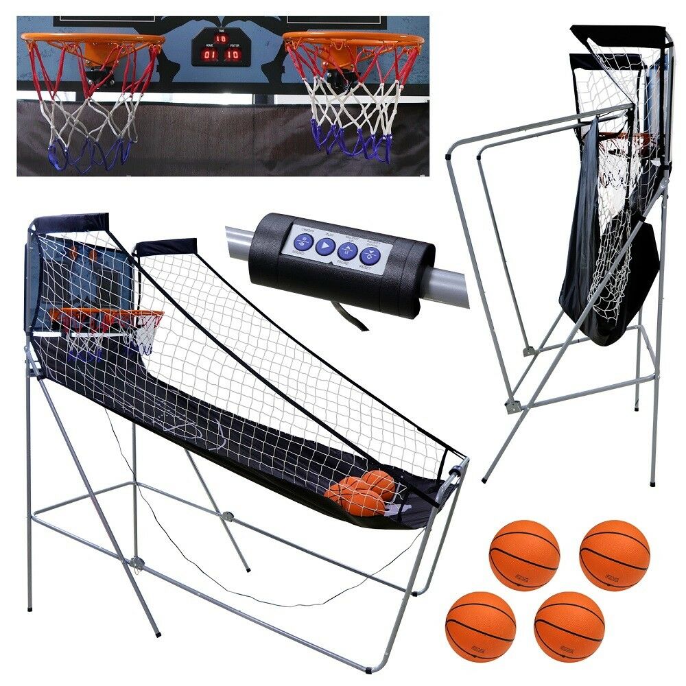 Indoor Basketball Arcade Game Double Electronic Hoops Shot 2 Player W/ 4 Balls