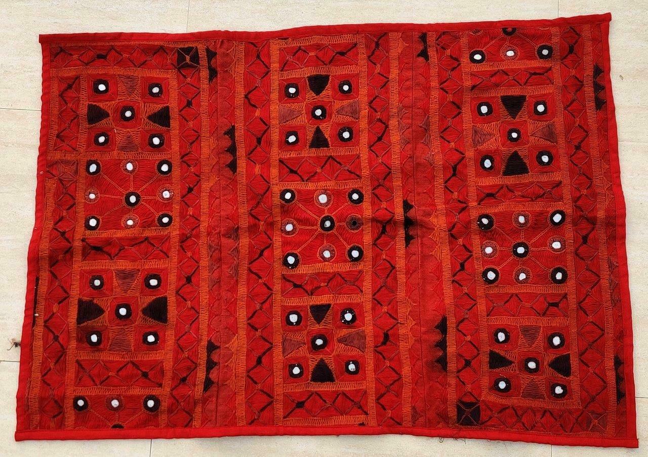 28" X 21" Vintage Mirror Embroidery Rabari Ethnic Door Wall Tribal Hanging