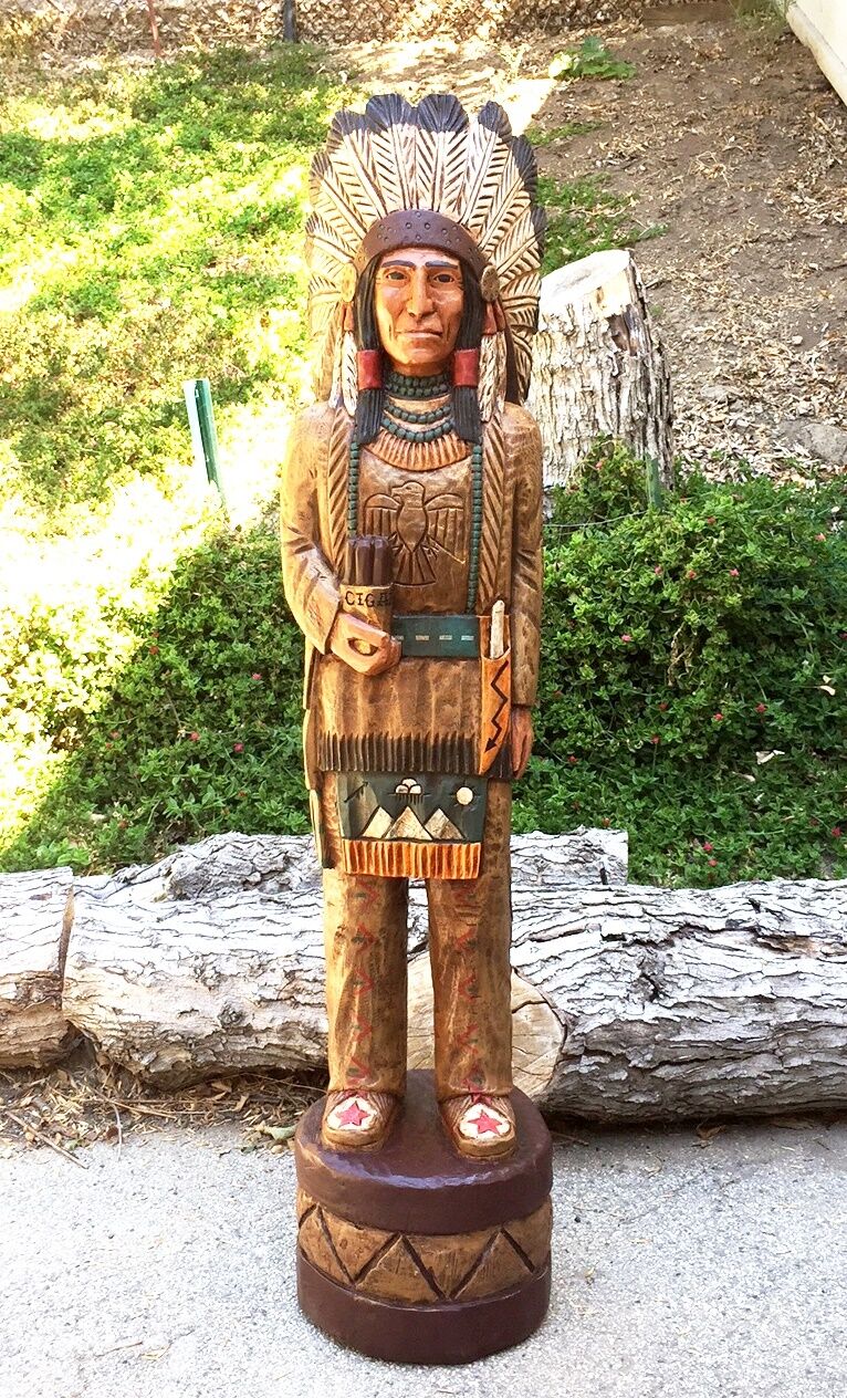 John Gallagher Carved Wooden Cigar Store Indian Statue 3 Ft.tall Very Detailed