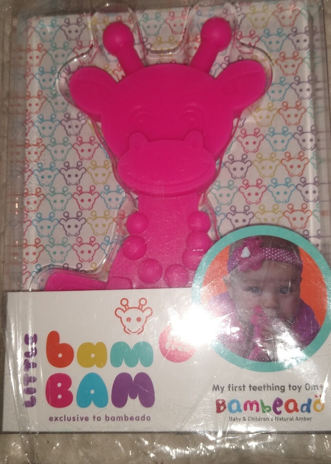 Bambeado Little Bam Bam My First Teething Toy 0m+ Pink Giraffe Bpa-free