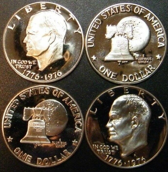 1976 S Eisenhower Dollar Type 1 & 2 Gem Cameo Clad Proof 2 Coin Ike Set Us Mint