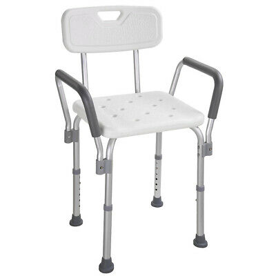 Medical Bathtub Shower Seat Chair Bench Stool Armrest Back Adjustable Heights