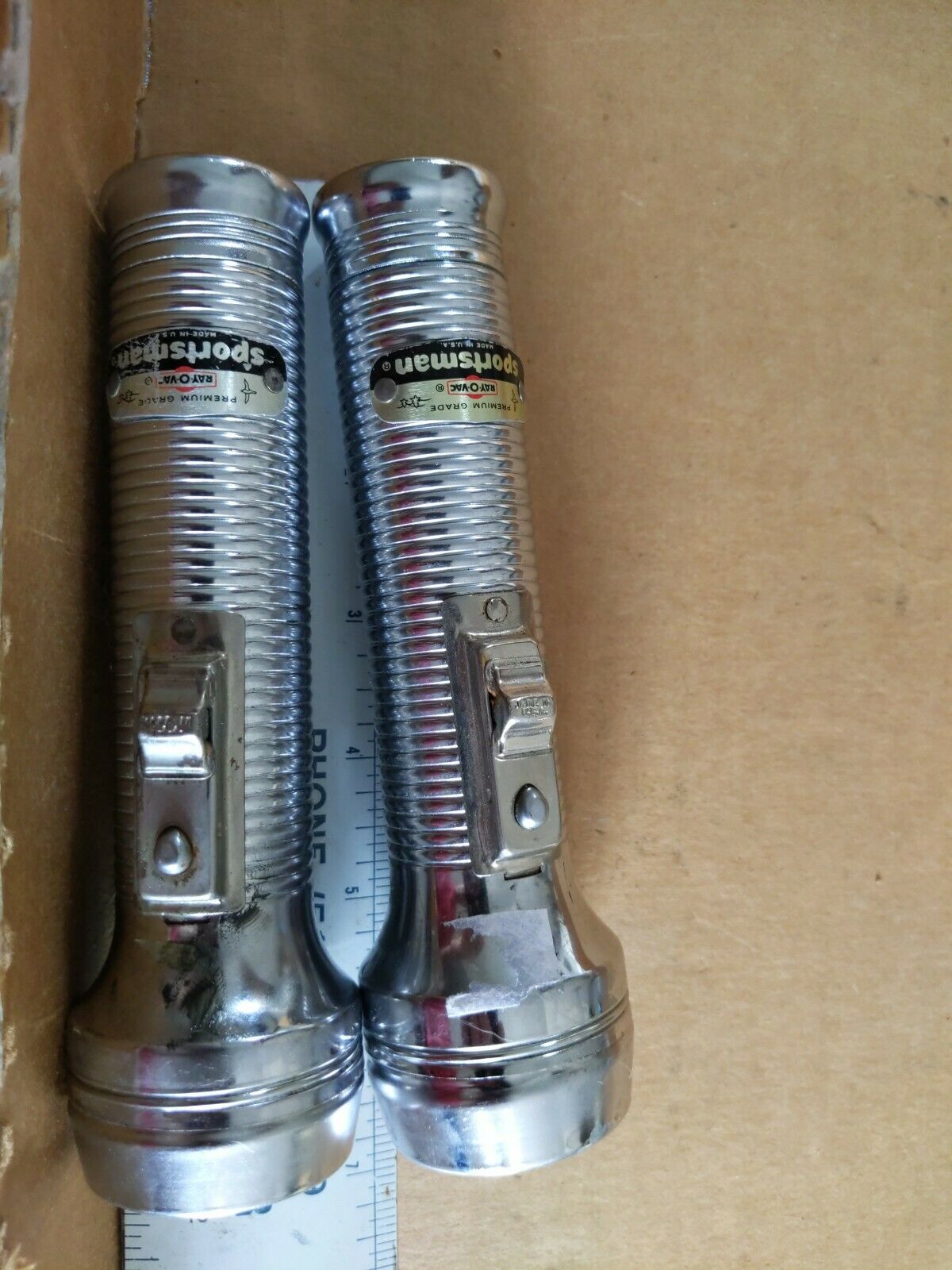 (2) Vintage Ray O Vac Sportsman Flashlight 2 D Cell Working Incandescent As Is
