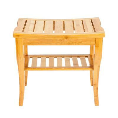 Bathroom Bamboo Shower Bench With Shelf Wood Sauna Bath Spa Seat Stool Furniture