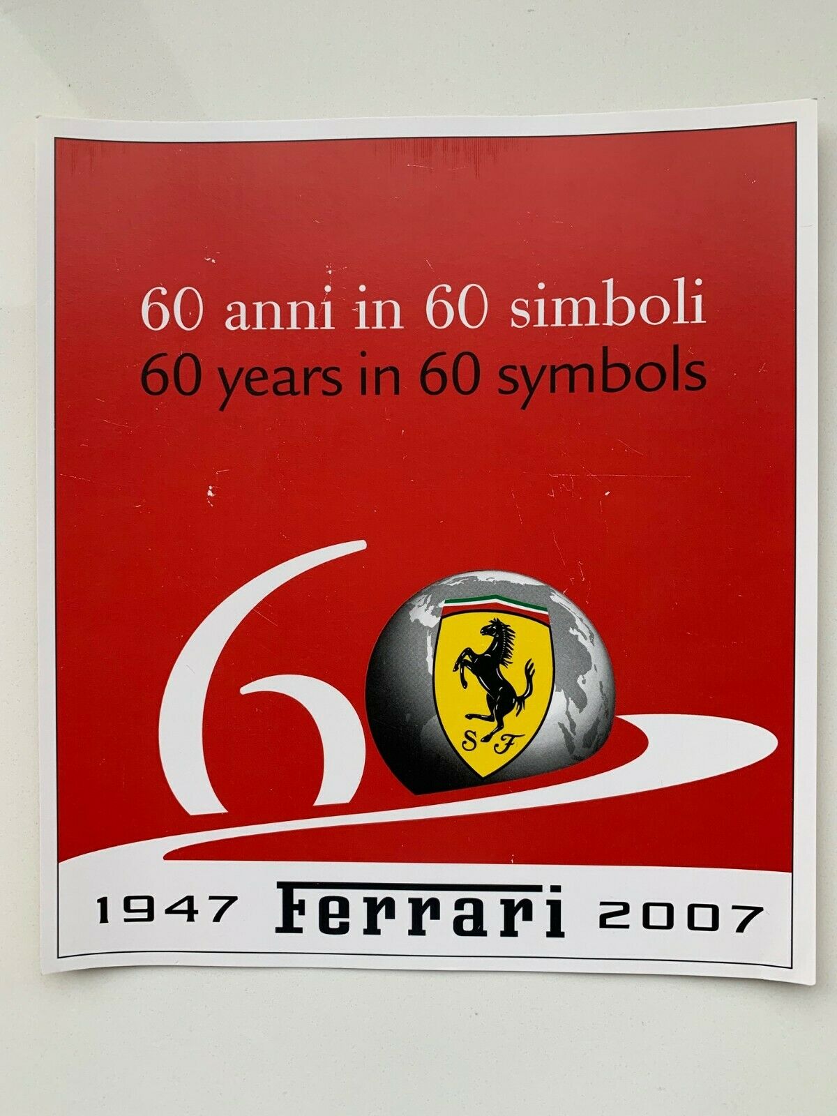 Ferrari 9.25” X 8.25” Peel Off Stickers Suitable For Framing