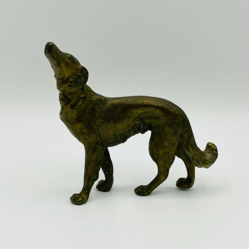 Vintage Brass Borzoi Russian Wolfhound Figurine