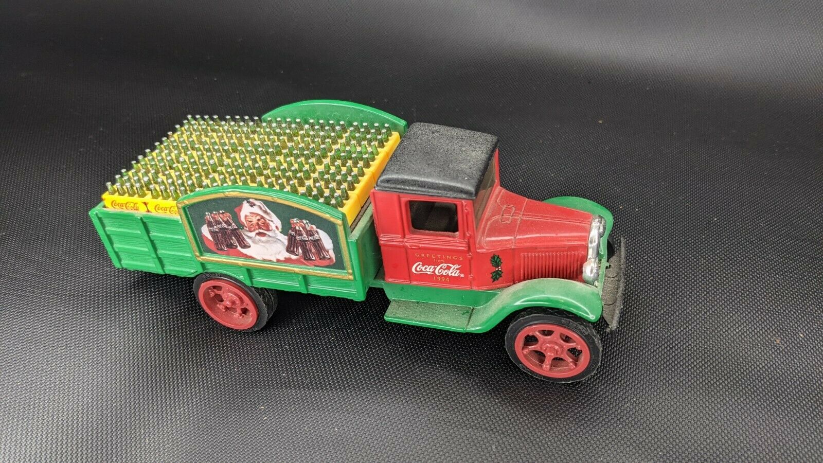 1994 Ertl Coca-cola Delivery Stake Truck Die-cast Bank Santa Christmas Greetings