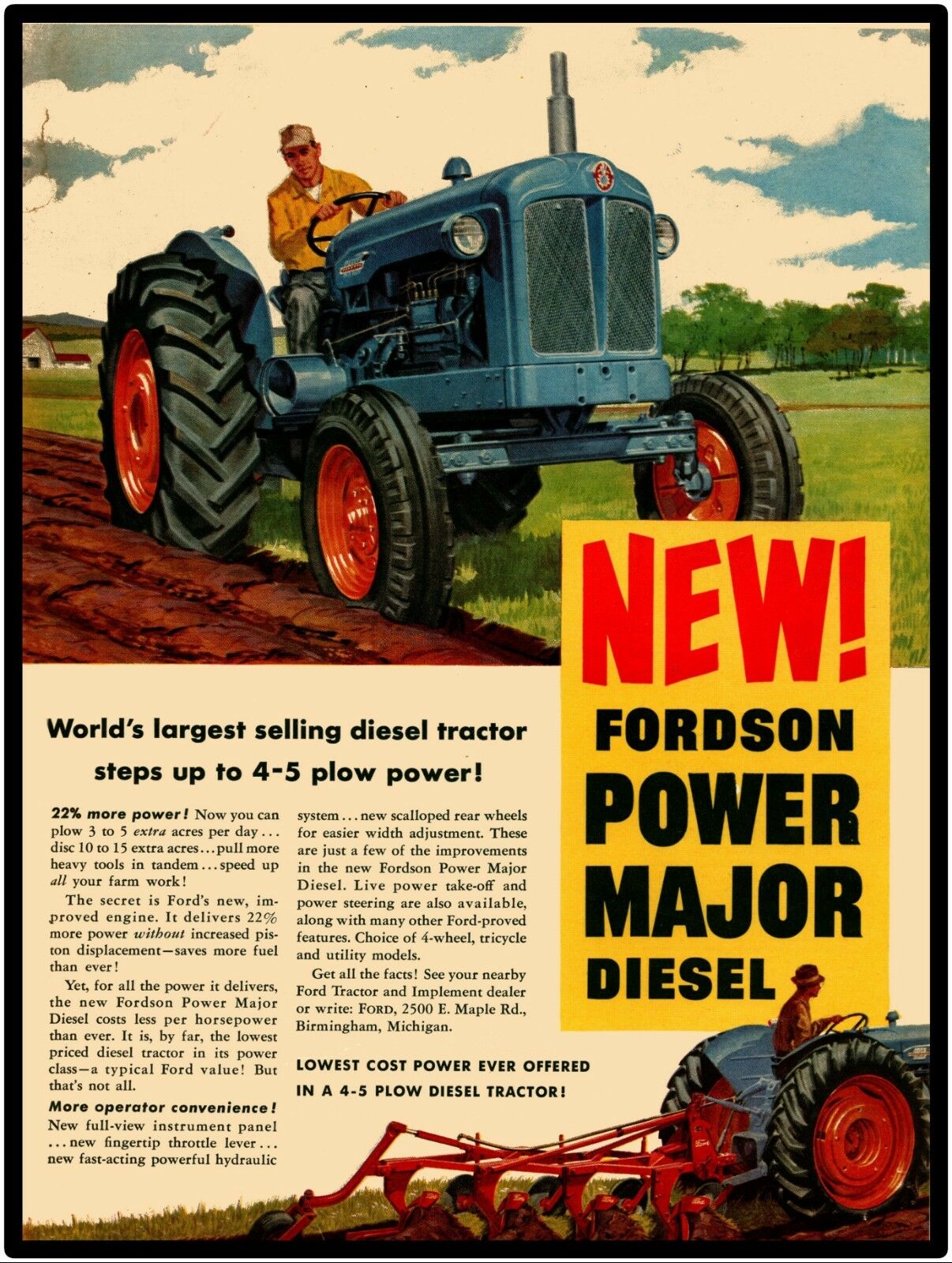Fordson Major Diesel Tractor  Vtg. Look 9” X 12” New Metal Sign.
