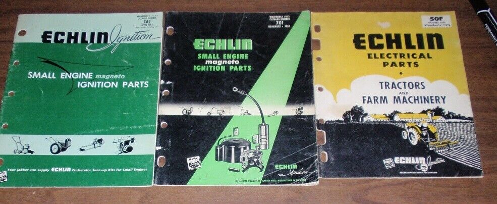 1950 & 1960 & 1963 Echlin Electrical Parts Catalogs- Tractors Machinery Magnetos