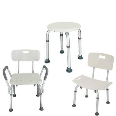 Adjustable Height Medical Elderly Bath Tub Shower Chair Bench Stool Seat White