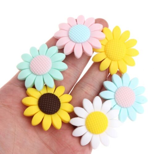 Silicone Beads Pendant Baby Teether Sunflower Diy Necklace Safety Teething Decor