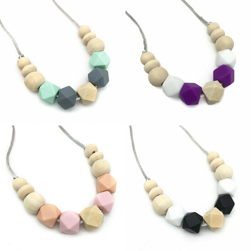 Silicone Teething Necklace Nursing Mom Jewelry Teether Baby Chewy Shower Gifts