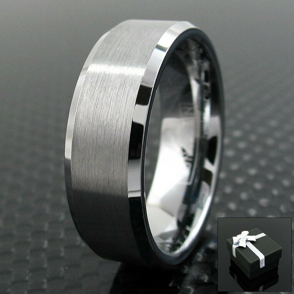 Tungsten Carbide Wedding Band Ring Brushed Silver Mens Jewelry Size 5-15 + Half